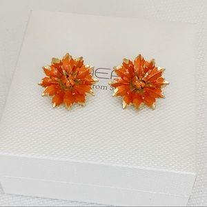 Metallic Orange and Gold Vintage Clip on Earrings